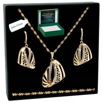 Naszyjnik  Damski + Kolczyki / Komplet Biżuterii Stal Chirurgiczna 18K