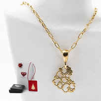 Naszyjnik Damski z Ażurową Zawieszką Serca w Sercu., Srebro p.925 Złocone Czystym Złotem,  Prezent Handmade