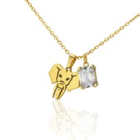 Naszyjnik Elephant - Złoty Słonik na Szczęście z Cyrkonią Stal Chirurgiczna PVD 46cm Prezent