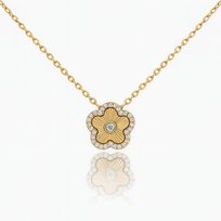Naszyjnik Fiore - Złoty Kwiatek z Cyrkoniami Stal Chirurgiczna PVD 45cm Prezent dla Niej
