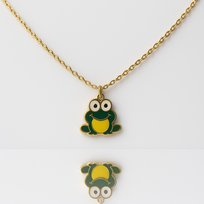 Naszyjnik Frogie Złoty Emaliowany Żabka dla Dziewczynki Stal 316L Prezent dla Córki