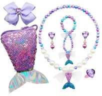 Naszyjnik Kolczyki Bransoletka Spinka Torebka Arielka Mała Syrenka Zestaw 6 Części