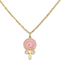 Naszyjnik LolliPink Złoty Lizak Różowy dla Dziewczynki Stal 316L  Antyalergiczny Prezent dla Córki
