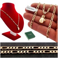 NASZYJNIK MĘSKI RĘKAWICA BOKSERSKA ŁAŃCUSZEK FIGARO 55cm/4mm + Y 18K