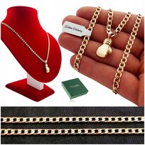 NASZYJNIK MĘSKI RĘKAWICA BOKSERSKA ŁAŃCUSZEK PANCERKA 55cm/4mm +  18K