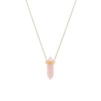 Naszyjnik "Mystical Rose Quartz" ozdobiony dużym kamieniem kwarcem różowym- srebro 925 pozłacane Coccola