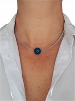 Naszyjnik niebieski agat kulka 18mm struna 45cm ALEKORALE Elbląg