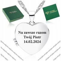 Naszyjnik  Serce 925 Łańcuszek Zawieszka Puzderko Prezent + Grawer Golden Celebrity