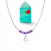 Naszyjnik srebrny ametyst z literka wisiorek kamienie naturalne srebro 925