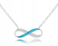 Naszyjnik Srebrny Damski Opal Niebieski Infinity Cyrkonie pr. 925 Tessoria