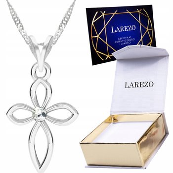 Naszyjnik srebrny łańcuszek 925 Krzyż Krzyżyk z Krzyżykiem Cyrkonia SREBRO - LAREZO