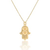 Naszyjnik Srebrny Pozłacany Z Ręką Fatimy - Hamsa 45 Cm LUO