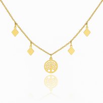 Naszyjnik Thalia Złoty Drzewo Życia Drzewko Szczęścia Stal PVD 316L 44cm Prezent