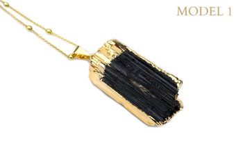 Naszyjnik Turmalin Złote Boki [Modele: Model2] - Brazi Druse Jewelry