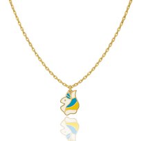 Naszyjnik Unicorn Złoty Emaliowany Jednorożec dla Dziewczynki Stal 316L Prezent dla Córki