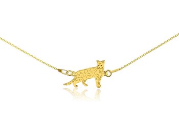 Naszyjnik z kotem bengalskim złotym na łańcuszku 45 cm - DeLaKinia