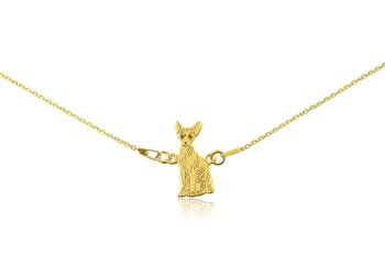 Naszyjnik z kotem sfinksem złotym na łańcuszku 38 cm - DeLaKinia