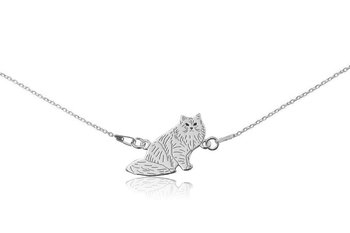 Naszyjnik z kotem syberyjskim srebrnym na łańcuszku 45 cm - DeLaKinia