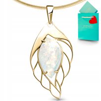 Naszyjnik z opalem srebrny pozłacany damski z kamieniem wisiorek srebro 925