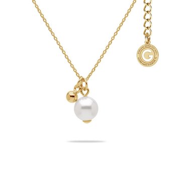 Naszyjnik z perłą GAVBARI, srebro 925 : Perła - kolory - GAVBARI hodowane białe, Srebro - kolor pokrycia - Pokrycie żółtym 18K złotem - GIORRE