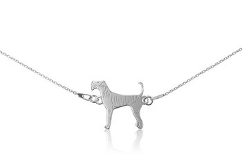 Naszyjnik z psem airedale terrierem srebrnym na łańcuszku 45 cm - DeLaKinia
