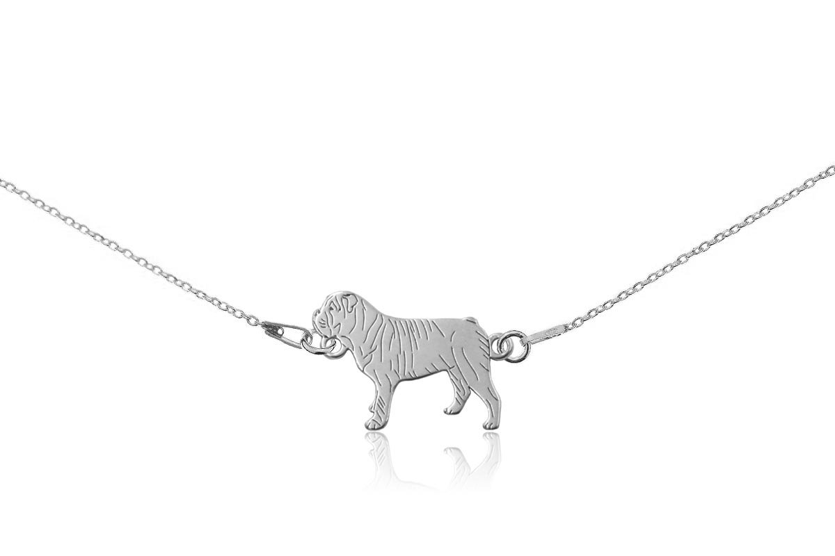 Zdjęcia - Wisiorek / naszyjnik Naszyjnik z psem buldogiem angielskim srebrnym na łańcuszku 38 cm