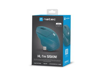 Natec, Mysz natec siskin 2 bezprzewodowa 1600dpi bluetooth 5.0 + 2.4ghz niebieska - Natec