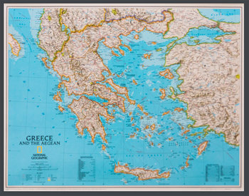 National Geographic, Grecja. Classic. Mapa ścienna polityczna na podkładzie do wpinania 1:1 494 000 - Opracowanie zbiorowe
