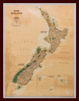 National Geographic, Nowa Zelandia. Executive. Mapa ścienna polityczna na podkładzie do wpinania 1:2 300 000 - Opracowanie zbiorowe