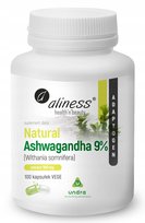 Natural Ashwaganda 560 mg 9% x 100 Vege caps. suplement diety || Aliness