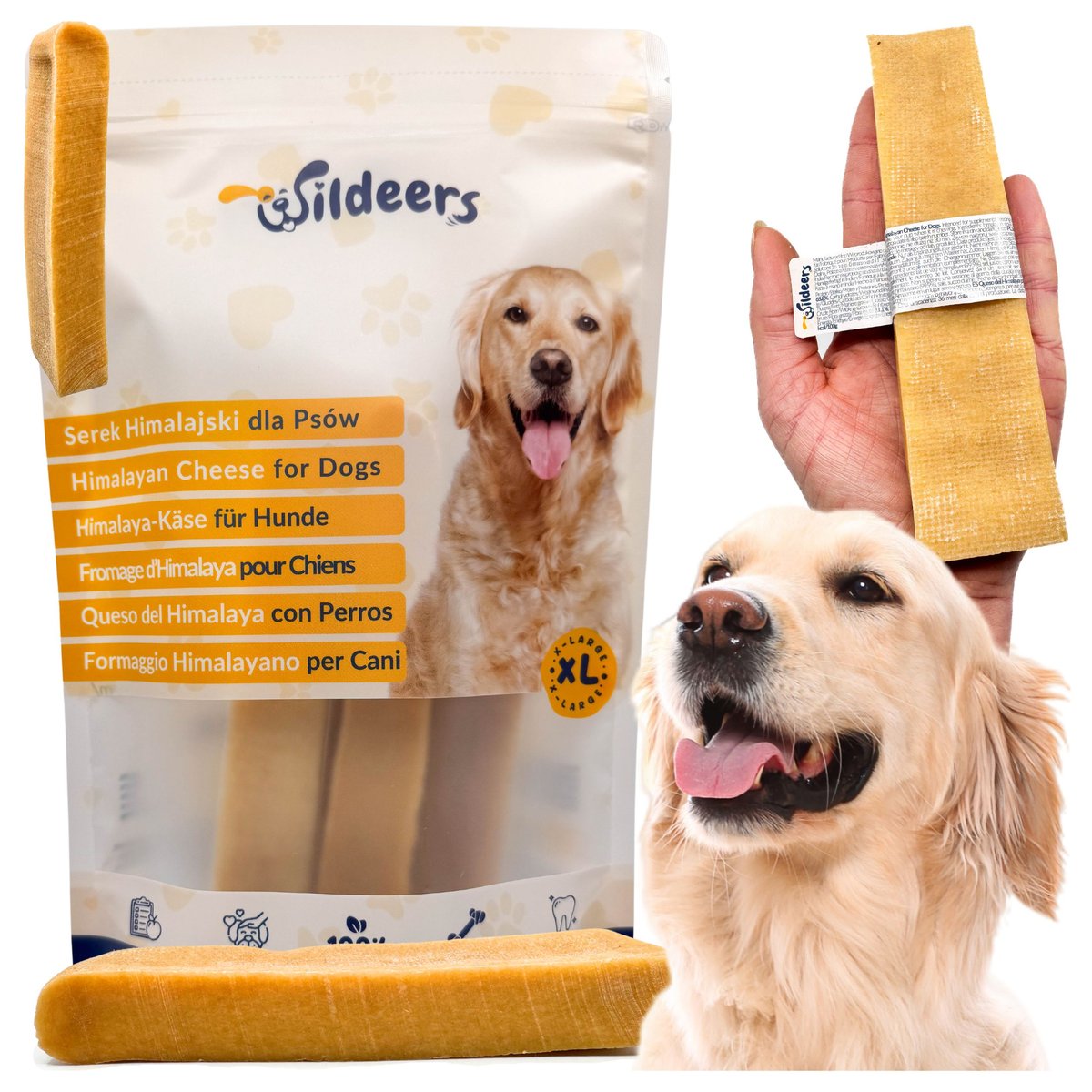 Wildeers Naturalny gryzak dla psa z sera himalajskiego Rozmiar XL (130-150g, 14-18 cm) 1 szt. / Wildeers