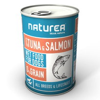 Naturea kurczak z tuńczykiem i łososiem dla psów i szczeniąt 400 g