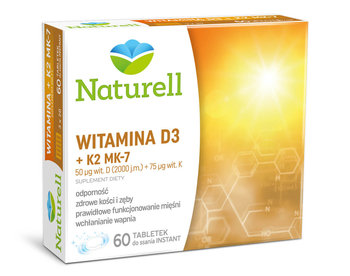 Naturell, Witamina D3 + K2 MK-7, Suplement diety, 60 tab. - Naturell
