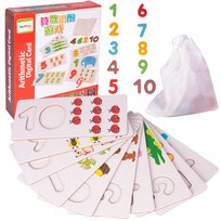 Nauka Liczenia Drewniane Cyferki z Kartami gra planszowa MalPlay