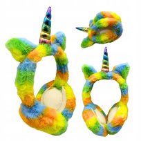 Nauszniki Zimowe Dziecięce Jednorożec Unicorn Tęcza Ciepłe Pluszowe