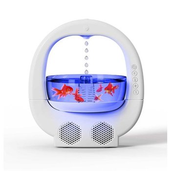 Nawilżacz powietrza antygrawitacyjny, głośnik Bluetooth, oświetlenie otoczenia, duży atomizer mgiełki do domu, mały nawilżacz powietrza, biały (bez rybek) - No name