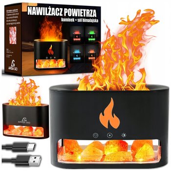 Nawilżacz Powietrza Kominek Lampka Nocna Efekt Płomienia Led Dyfuzor Sól - ARSA GO