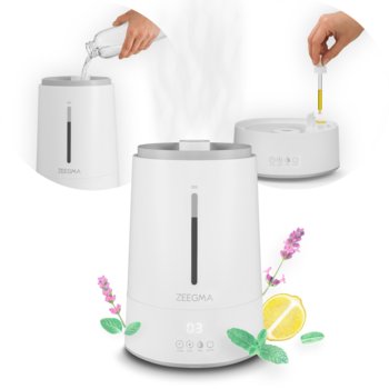 NAWILŻACZ POWIETRZA Zapachowy Jonizator Aromaterapia 3w1 DO OLEJKÓW BIAŁY ZAPACHOWY OLEJKI - Zeegma