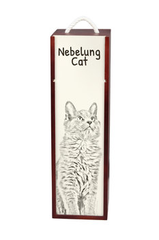 Nebelung - pudełko na wino z kotem, pudełko na alkohol z grafiką, personalizowane pudełko na prezent marki Art-Dog - Art-Dog