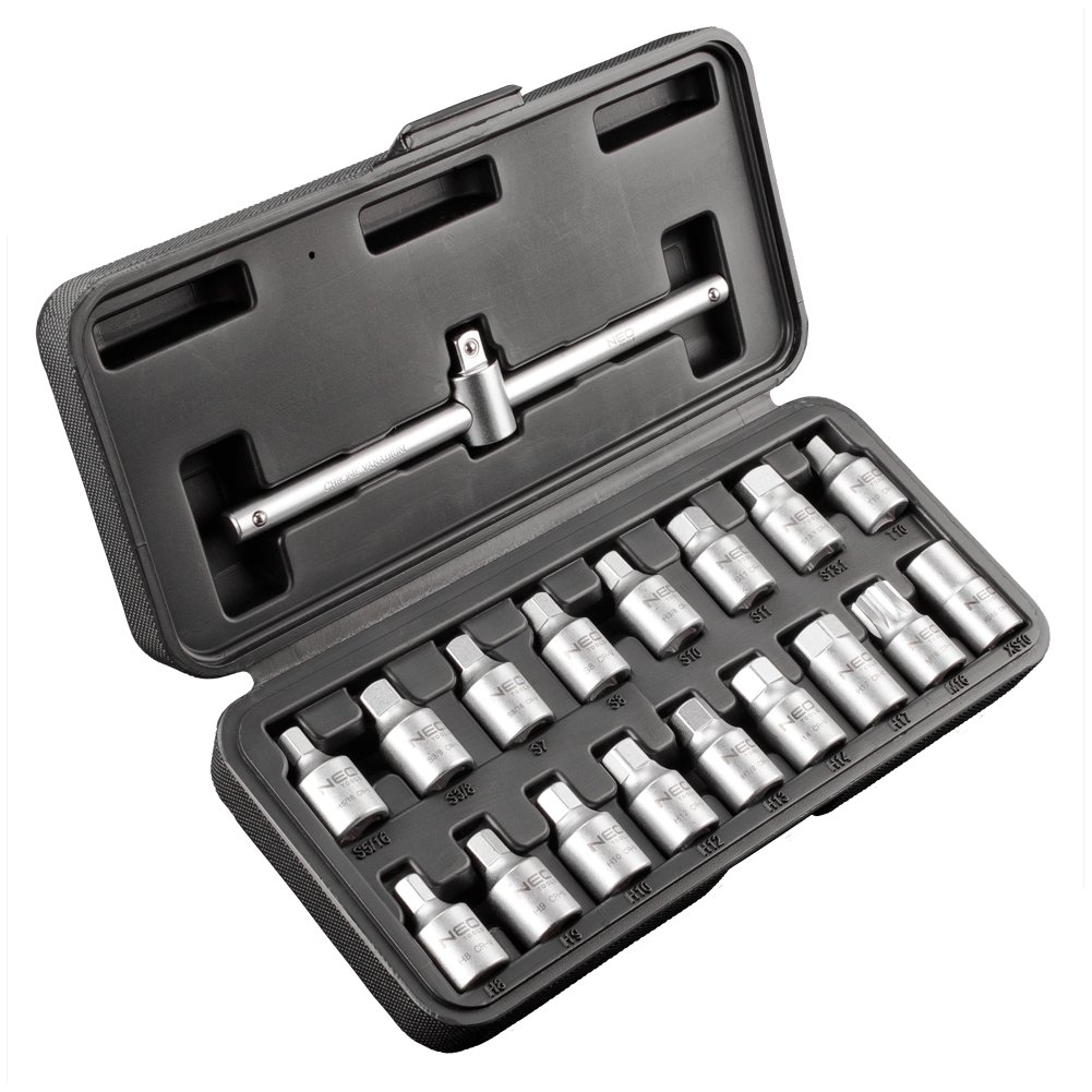 NEO TOOLS, Klucze do spustu oleju 3/8', zestaw 18 szt., 11-235