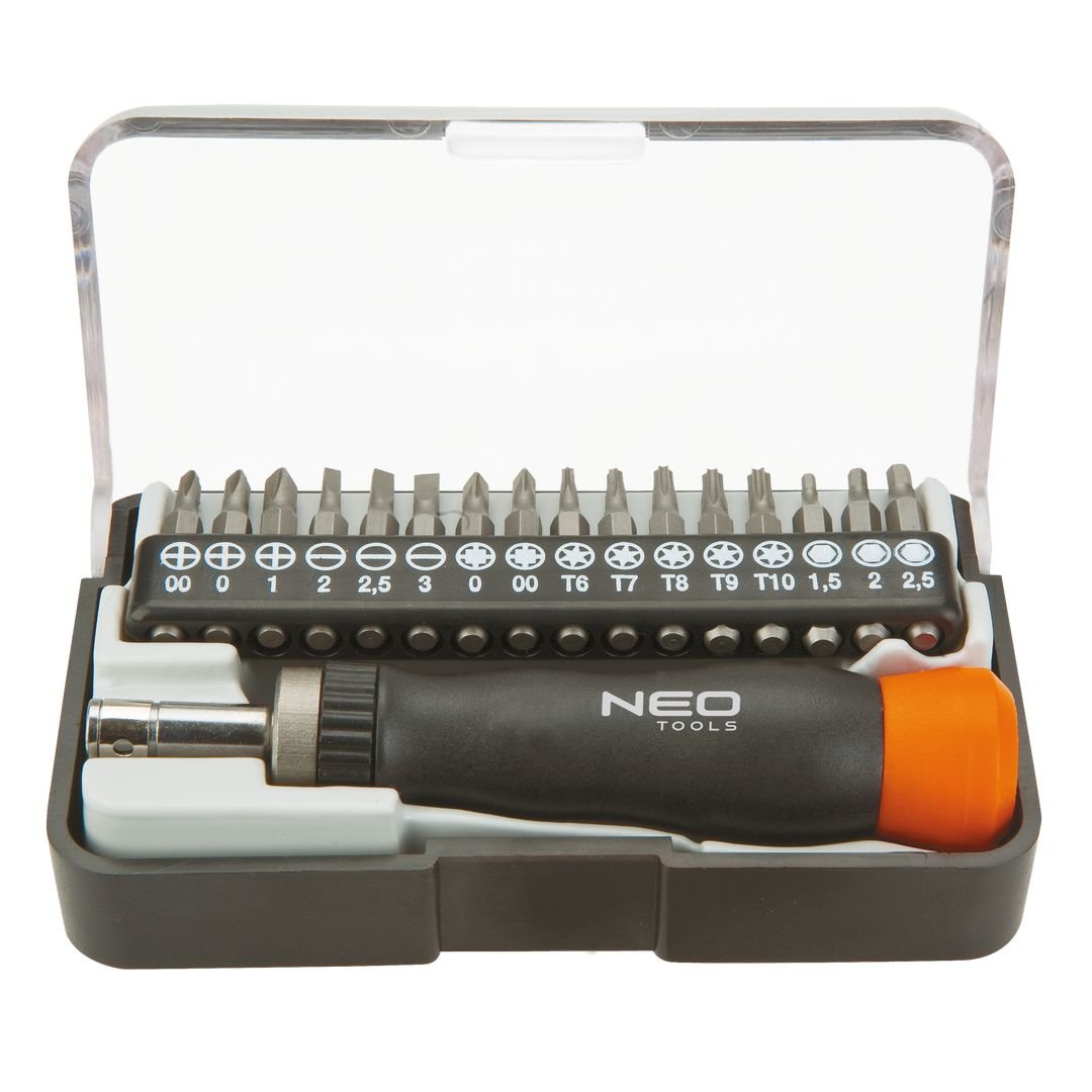NEO TOOLS, Końcówki wkrętakowe precyzyjne z uchwytem, zestaw 17 szt., 04-228