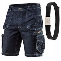 NEO Krótkie Spodenki Męskie Robocze z Paskiem DENIM Jeans Stretch MOCNE