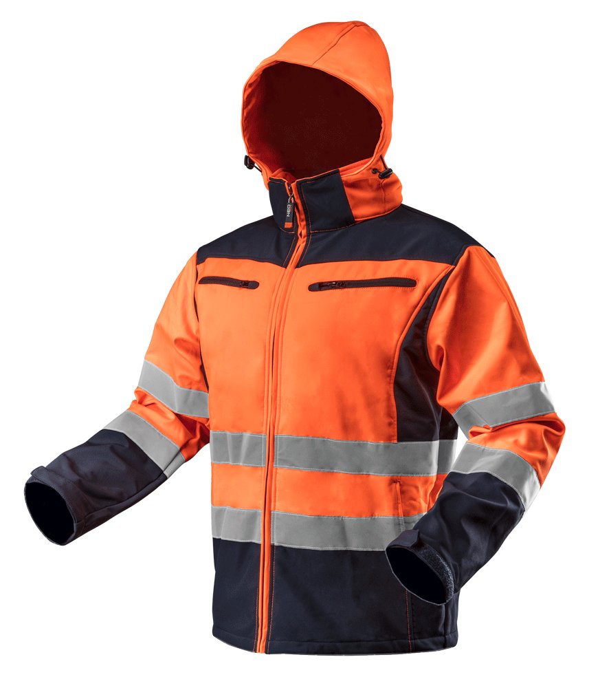 NEO TOOLS, Kurtka robocza ostrzegawcza softshell z kapturem, pomarańczowa, rozmiar XXL, 81-701-XXL