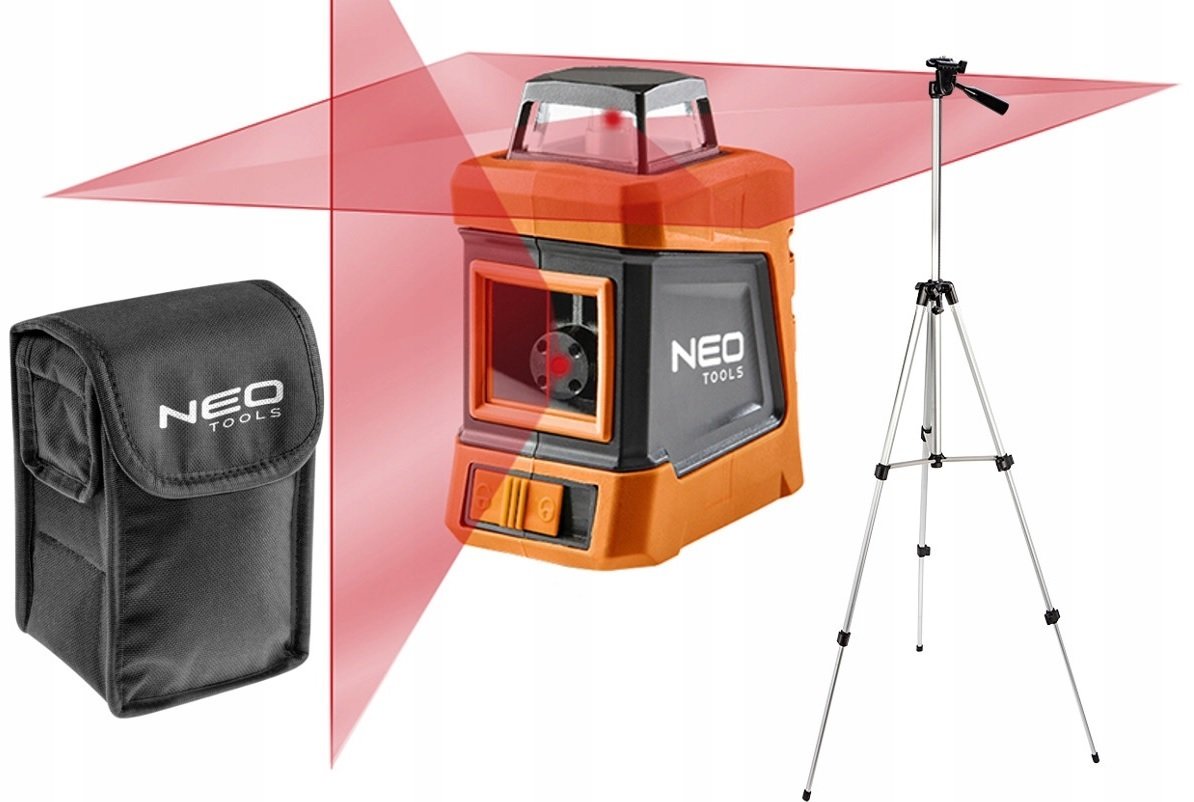 NEO Laser płaszczyznowy 15 m, 360° w poziomie, z etui i statywem 1.5 m 75-102