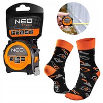 NEO METRÓWKA STALOWA 5m x 25 mm + SKARPETKI | PREZENT DLA MĘŻCZYZNY ZESTAW