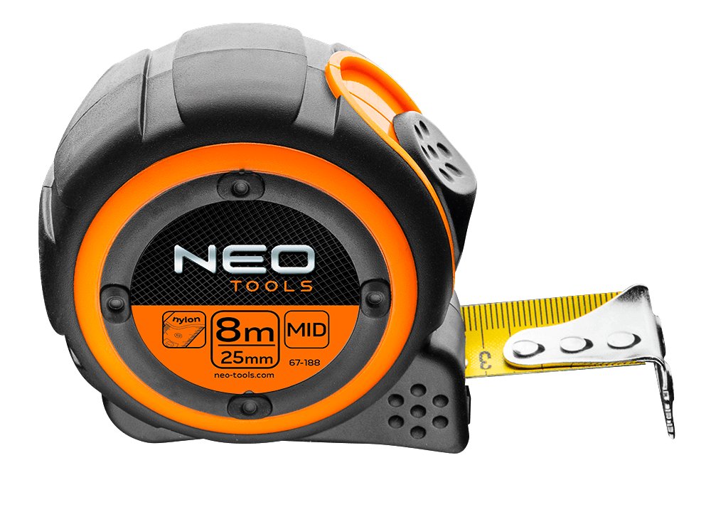 NEO TOOLS, Miara zwijana stalowa 8 m x 25 mm, magnes, 67-188