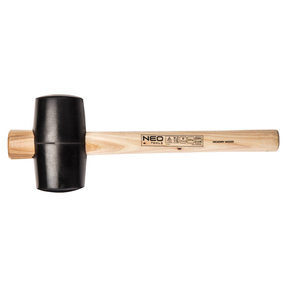 NEO TOOLS, Młotek gumowy 75 mm/680 g, trzonek hikorowy, 25-053