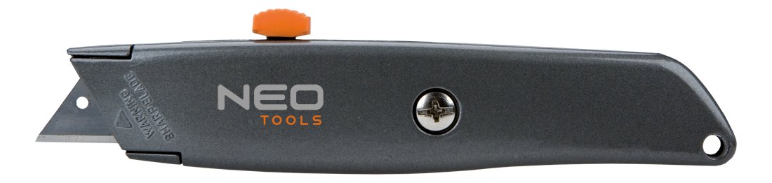 NEO TOOLS, Nóż z ostrzem trapezowym, metalowy korpus, 63-702