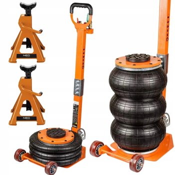 NEO Podnośnik Pneumatyczny 3T 14,5 - 42cm Bałwanek Poduszka + Kobyłki 3T - Neo Tools