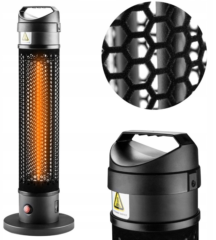 NEO TOOLS, Promiennik stojący 1000W, IP44, element grzejny carbon fiber lamp, 90-035